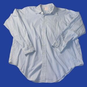 Vintage Arrow Brothers Blue White Stripe Button-Down Shirt Men's USA Made Cotton